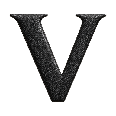 Approved Vouch application icon formed by a dark, leather-textured letter V.
